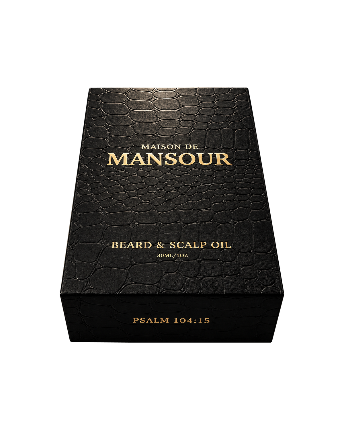 Maison de Mansour gift box seen from above, Psalm 104:15 on its front edge